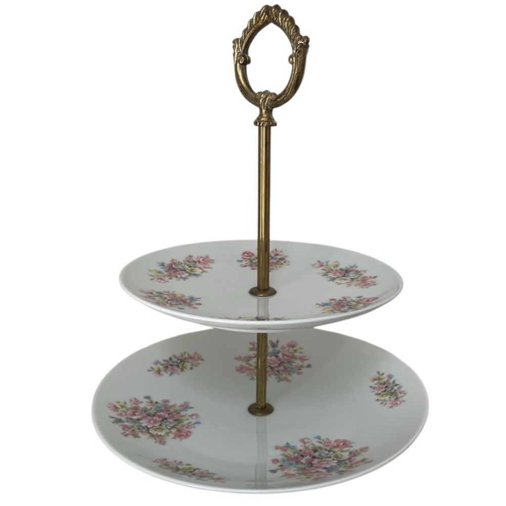 Vintage Alka Kunst Alboth & Kaiser Romantik Two-Tier Serving Platter • Germany